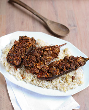 aubergines farcies au boeuf et pignons